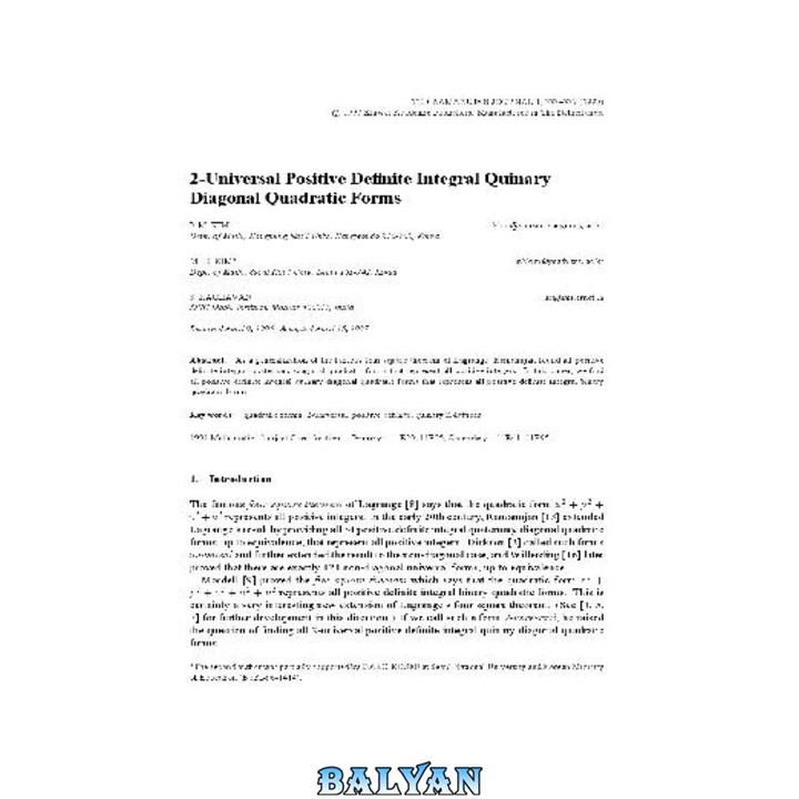 دانلود کتاب 2-Universal Positive Definite Integral Quinary Diagonal Quadratic Forms